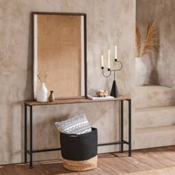 SoBuy Slim Console Table - Metal Frame - Space-Saving Design in Brown - Size: 120 cm x 15 cm - thumbnail 9