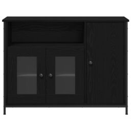 Berkfield Home Sideboard Black Oak 100x35x75 cm Engineered Wood - Size: 100 x 35 x 75 cm - thumbnail 6