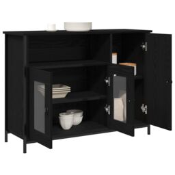 Berkfield Home Sideboard Black Oak 100x35x75 cm Engineered Wood - Size: 100 x 35 x 75 cm - thumbnail 3