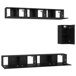 Berkfield Home with Shelf Wall-mounted Other with Storage with Door 6 pcs Black oak 100 x 30 x 30 cm Engineered wood - thumbnail 8