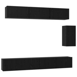 Berkfield Home with Shelf Wall-mounted Other with Storage with Door 6 pcs Black oak 100 x 30 x 30 cm Engineered wood - thumbnail 9