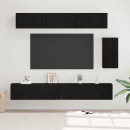 Berkfield Home with Shelf Wall-mounted Other with Storage with Door 6 pcs Black oak 100 x 30 x 30 cm Engineered wood - thumbnail 1