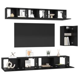 Berkfield Home with Shelf Wall-mounted Other with Storage with Door 6 pcs Black oak 100 x 30 x 30 cm Engineered wood - thumbnail 3