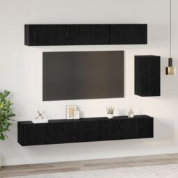 Berkfield Home with Shelf Wall-mounted Other with Storage with Door 6 pcs Black oak 100 x 30 x 30 cm Engineered wood - thumbnail 4