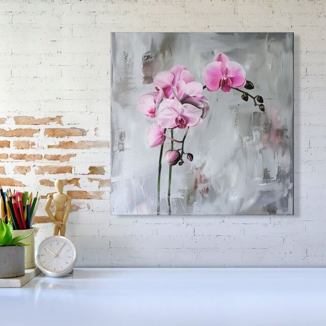 "Warren Reed - Designer Pink Orchids Canvas - Size: W16"" x H16""" - image 1