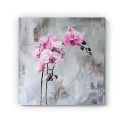 "Warren Reed - Designer Pink Orchids Canvas - Size: W16"" x H16""" - thumbnail 2