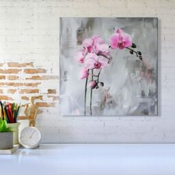 "Warren Reed - Designer Pink Orchids Canvas - Size: W16"" x H16""" - thumbnail 1