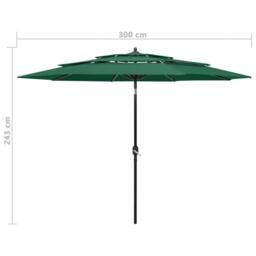 Berkfield Home 3-Tier Parasol with Aluminium Pole Green 3 m - thumbnail 8