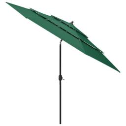 Berkfield Home 3-Tier Parasol with Aluminium Pole Green 3 m - thumbnail 1