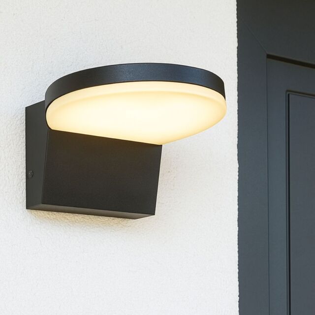 CGC Lighting 'Aubrey' Black Curved LED Outdoor Wall Light 4000k Natural White Integrated LED IP65 - image 1