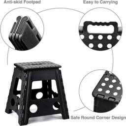 NESTLUNE Folding Steps Folding Step Stool Foldable Anti Slip in Black - thumbnail 1