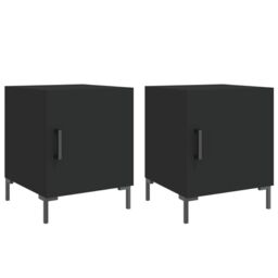 Berkfield Home Bedside Cabinets 2 pcs Black 40x40x50 cm Engineered Wood - Size: 40 x 40 x 50 cm - thumbnail 2