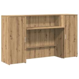 Berkfield Home Reception Desk Artisan Oak 180x50x103.5 cm Engineered Wood in Brown - thumbnail 1