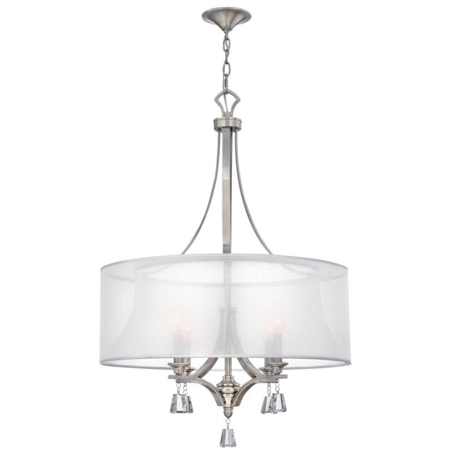 Loops 4 Bulb Chandelier Hanging Pendant LIght Brushed Nickel LED E14 60W Bulb in Metallics