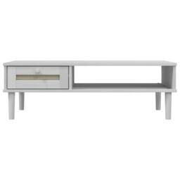 Berkfield Home Beautiful Coffee Table SENJA Rattan Look White 100x55x33 cm Solid Wood - Size: 100 x 55 x 33 cm - thumbnail 5