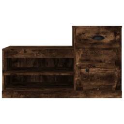 Berkfield Home Shoe Cabinet Smoked Oak 100x42x60 cm Engineered Wood in Brown - Size: 100 x 42 x 60 cm - thumbnail 6