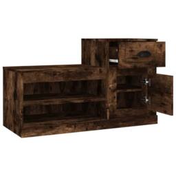 Berkfield Home Shoe Cabinet Smoked Oak 100x42x60 cm Engineered Wood in Brown - Size: 100 x 42 x 60 cm - thumbnail 8