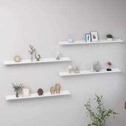Berkfield Home Wall Shelves 4 pcs White 100x9x3 cm - Size: 100 x 9 x 3 cm - thumbnail 2