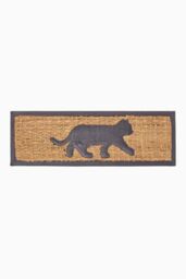 Homescapes Black Cat Silhouette Non-Slip Coir Doormat - Size: 25 cm x 75 cm - thumbnail 1