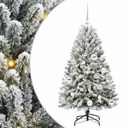 Berkfield Home Artificial Christmas Tree Green & White 120 cm PVC & Metal - thumbnail 2