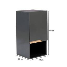 VOGREX Grey Wall Mounted Bathroom Cabinet Storage Shelf Vanity Unit - thumbnail 2