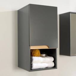 VOGREX Grey Wall Mounted Bathroom Cabinet Storage Shelf Vanity Unit - thumbnail 3