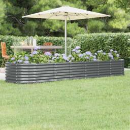 Berkfield Home Garden Raised Bed Powder-coated Steel 296x80x36 cm Anthracite in Dark Grey - Size: 296 x 80 x 36 cm - thumbnail 2