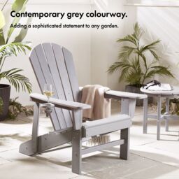 VonHaus Westport Reclining HDPE Adirondack Garden Chair in Grey - Size: 1 Pack - thumbnail 3