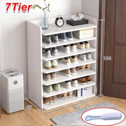 VOGREX Shoes Storage Rack Standing Shelf Self Organiser Shelves Unit Footwear Cabinet in White - thumbnail 2
