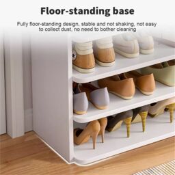 VOGREX Shoes Storage Rack Standing Shelf Self Organiser Shelves Unit Footwear Cabinet in White - thumbnail 4