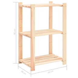 Berkfield Home 3-Tier Storage Rack 60x38x90 cm Solid Pinewood 150 kg in Beige - Size: 60 x 38 x 90 cm - thumbnail 7