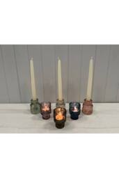 KDMD Large Vintage Green Textured Candle Holder - thumbnail 2