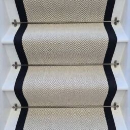 RainbowHome Herringbone Dapple Pure Wool Stair Runner With 100% Cotton Border in Light Grey - Size: 55 cm x 700 cm