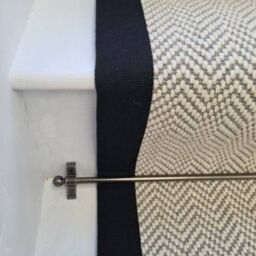 RainbowHome Herringbone Dapple Pure Wool Stair Runner With 100% Cotton Border in Light Grey - Size: 55 cm x 700 cm - thumbnail 2