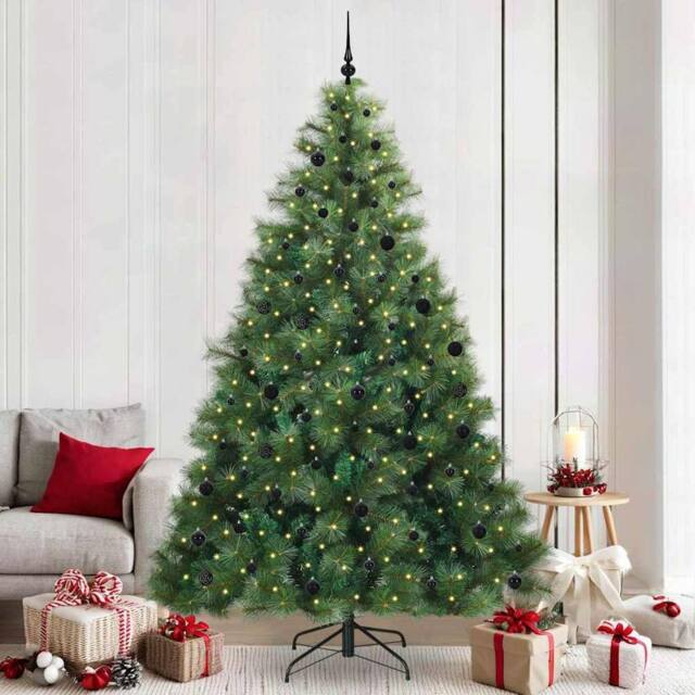 Berkfield Home Artificial Christmas Tree with 300 LEDs Green 240 cm PE & PVC - image 1
