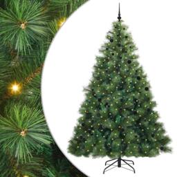 Berkfield Home Artificial Christmas Tree with 300 LEDs Green 240 cm PE & PVC - thumbnail 2