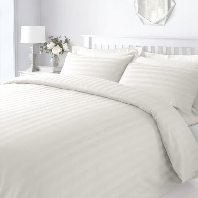 Sweet Dreams Stripes Hotel Style Duvet Cover in Cream - Size: King