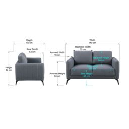 More4Homes Oslo Modern Scandi Style Fabric Living Room 2 Seater Sofa in Dark Grey - thumbnail 7