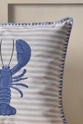Catherine Lansfield 'Lobster' Embroidered Cushion in Blue - Size: 45 cm x 45 cm - thumbnail 2