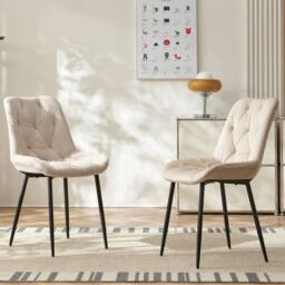 SONARA Black Marble 4 Seater Dining Table With 4 Velvet Chairs Sets in Beige - thumbnail 6