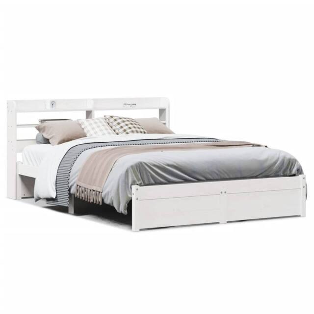 Berkfield Home Bed Frame with Headboard without Mattress White 150x200 cm King Size - image 1