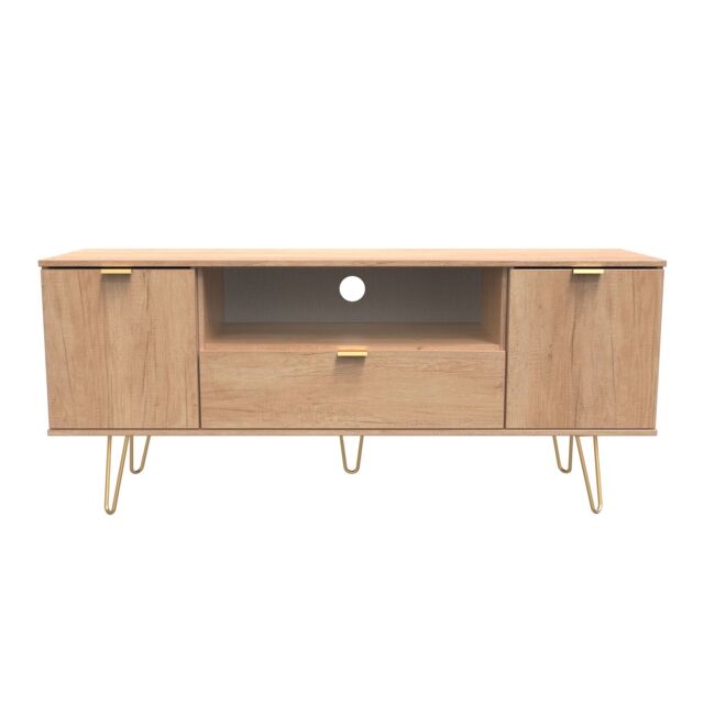 Ready Assembled 2 U Fuji 2 Door 1 Drawer Wide TV Unit (Ready Assembled) in Natural - Size: Large - image 1