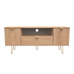 Ready Assembled 2 U Fuji 2 Door 1 Drawer Wide TV Unit (Ready Assembled) in Natural - Size: Large - thumbnail 1