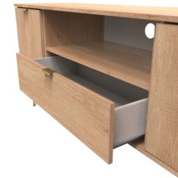 Ready Assembled 2 U Fuji 2 Door 1 Drawer Wide TV Unit (Ready Assembled) in Natural - Size: Large - thumbnail 5