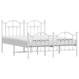 Berkfield Home Metal Bed Frame with Headboard & Footboard White 140x190 cm - thumbnail 3
