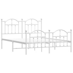 Berkfield Home Metal Bed Frame with Headboard & Footboard White 140x190 cm - thumbnail 4