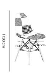 Life Interiors Single Patchwork Modern Dining Chair with Wooden Legs & Black Metal Wire Frame - thumbnail 6
