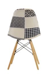 Life Interiors Single Patchwork Modern Dining Chair with Wooden Legs & Black Metal Wire Frame - thumbnail 4