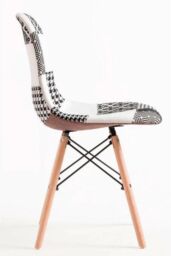 Life Interiors Single Patchwork Modern Dining Chair with Wooden Legs & Black Metal Wire Frame - thumbnail 3