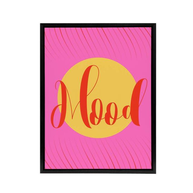 "Artery8 Mood Sunset Pink Yellow Decorative Design Black Framed Canvas Art - Size: W12"" x H16""" - image 1